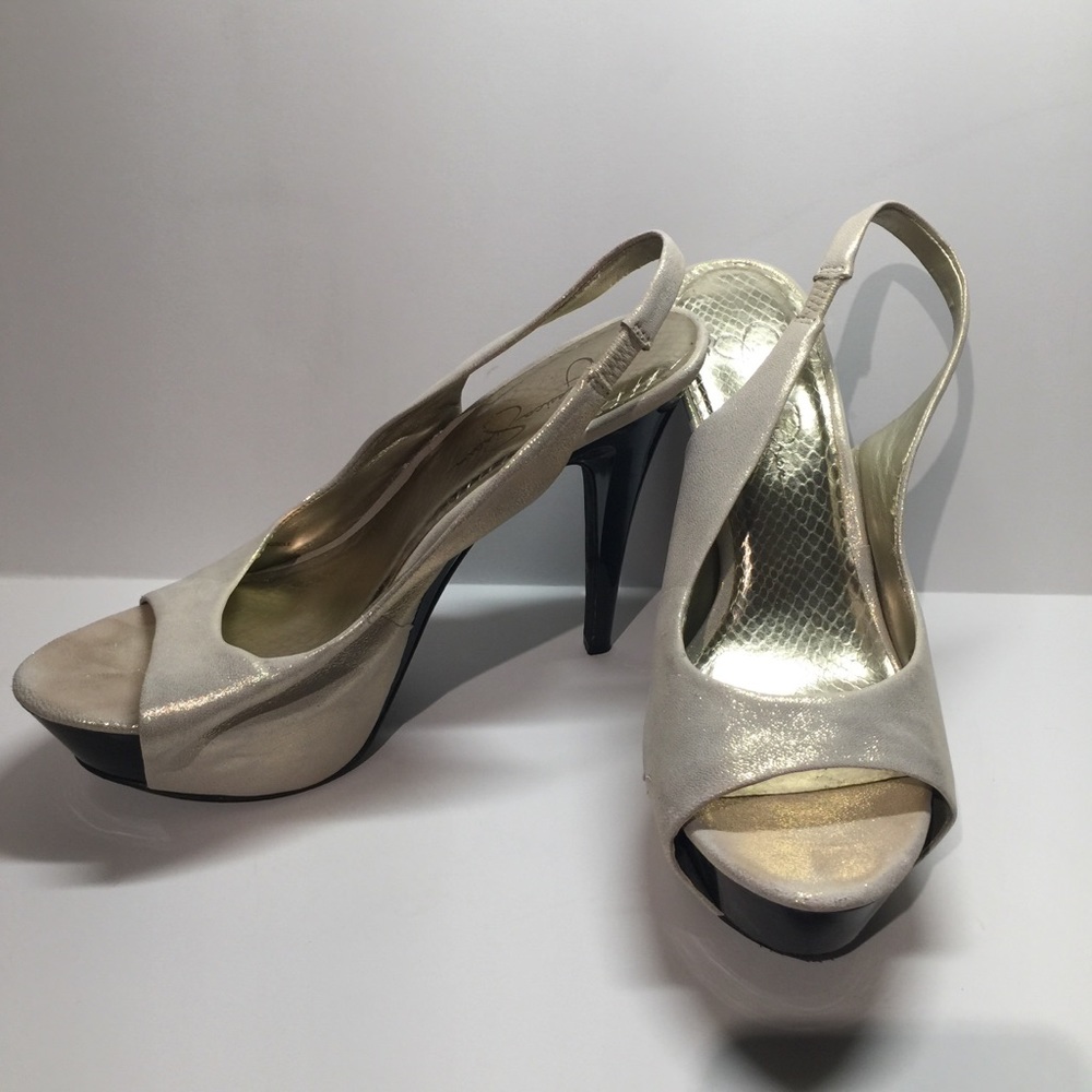 Jessica Simpson sling-back platform heels